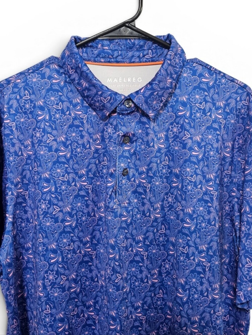 Maelreg Men's Poly Blend Performance Polo Blue And Pink Size L